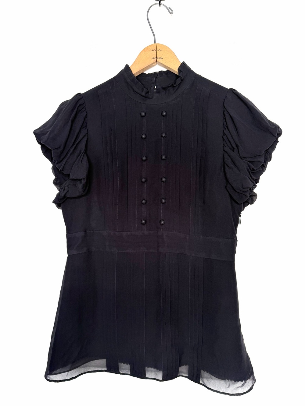 Juicy Couture Black Short Sleeve Silk Blouse Size 4